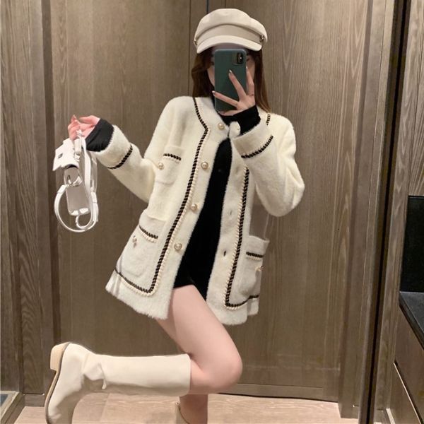 

new french style mink like long sleeve coat in autumn and winter 2020