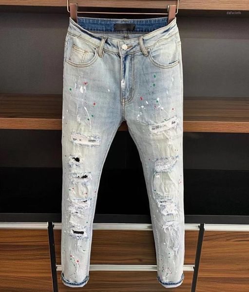 

jk12457 fashion men's jeans 2020 runway luxury european design party style men's clothing1, Blue