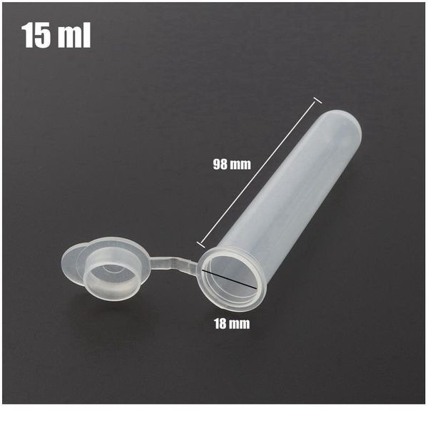 

50pcs hi-quality 18*98mm 15ml plastic test tube centrifuge vial snap cap tube home garden storage container ep bbyjtz