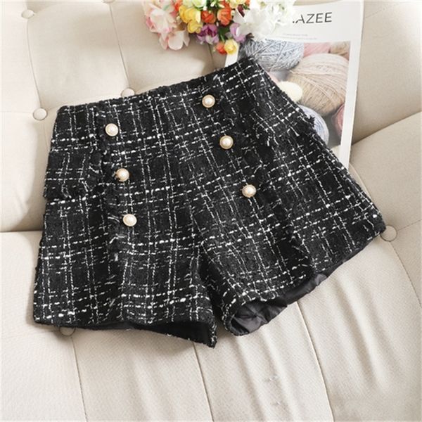 

2021 new autumn and winter woolen children's small fragrance wide leg thick tweed shorts high waist boots lg6r, White;black