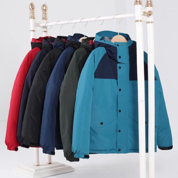 

men 2019 winter new casual thick cotton waterproof pockets parkas jacket men fashion outwear windproof warm parka coat1, Black