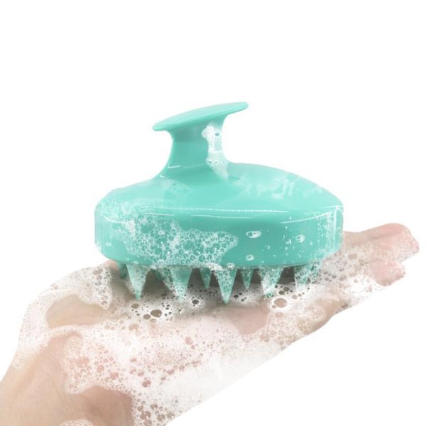 

handheld silicone head body scalp shampoo massage brush washing comb shower brush head hair comb 5 colors wide tooth bbyrvh lipper, Silver