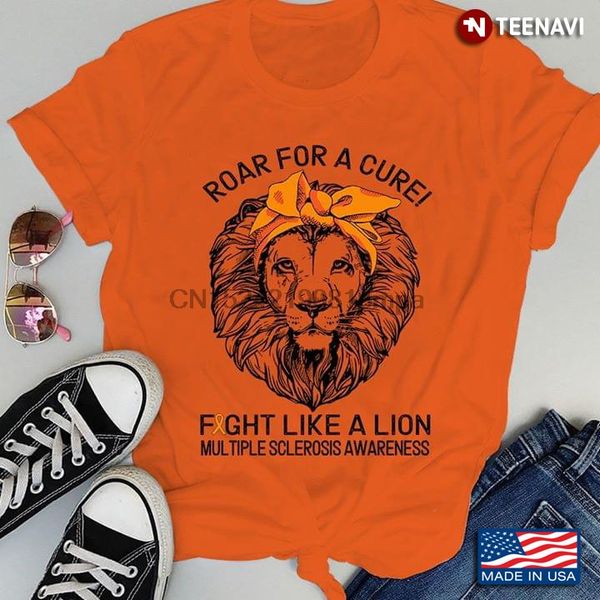 

sport men t shirt roar for a cure fight like a lion multiple sclerosis awareness women tshirts