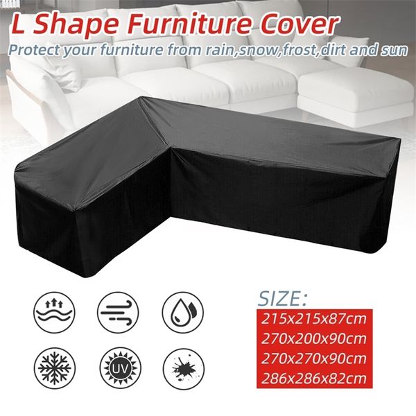 Sofá impermeável proteger l de forma de canto ao ar livre sofá ao ar livre capa rattan pátio jardim móveis capa protetora para todos os fins lj201216