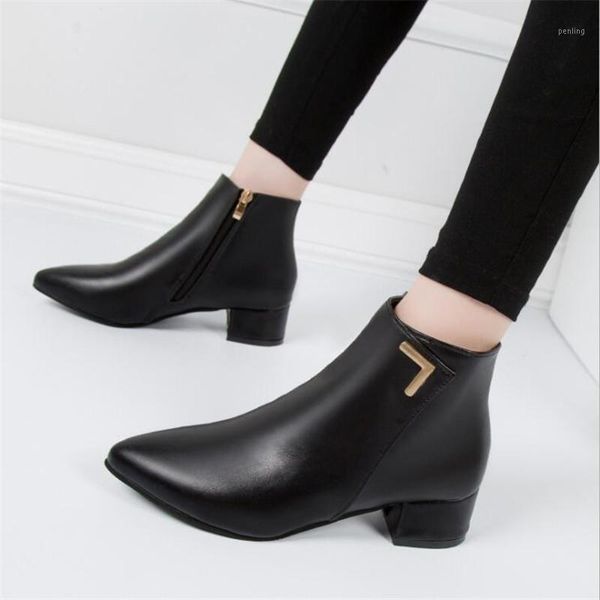 

european style simple tide women's boots ladies british style fashion boots 2020 autumn and winter new high heels1, Black