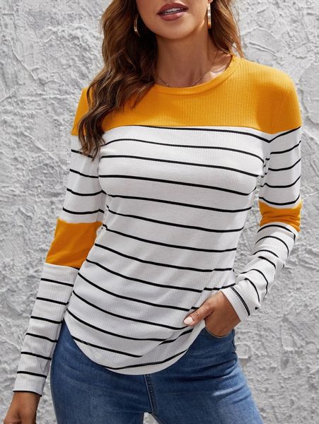 

contrast panel striped tee r7c4#, White
