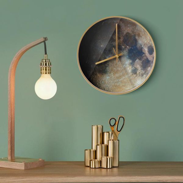 

planet modern wall clock simple luxury creative living room wall clock silent metal orologio da parete home decoration 50wc