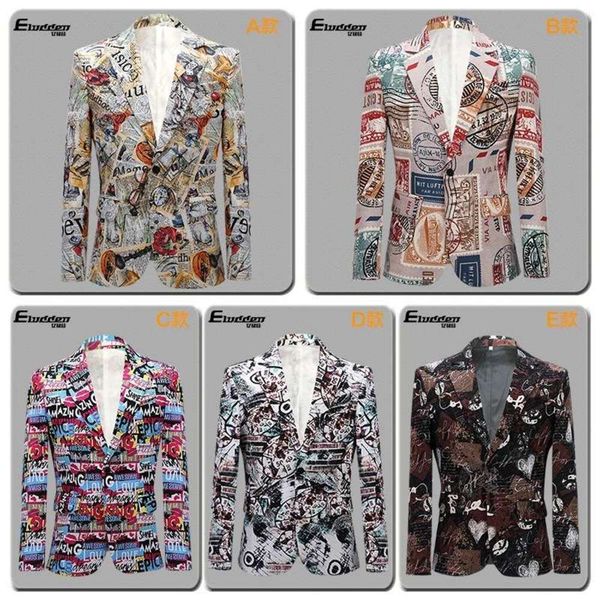 

print show host dress men's personalized bar stage performance suit, White;black