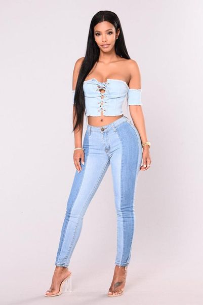 

2018 summer coloured jeans women pencil pants light blue1, Blue