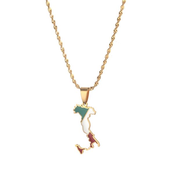 

italy map flag pendant necklaces silver color gold italian maps jewelry gift