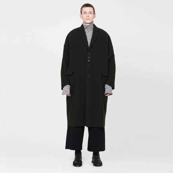 

s-7xl2021 men's heavy wool coat designer brand low-key men, Black