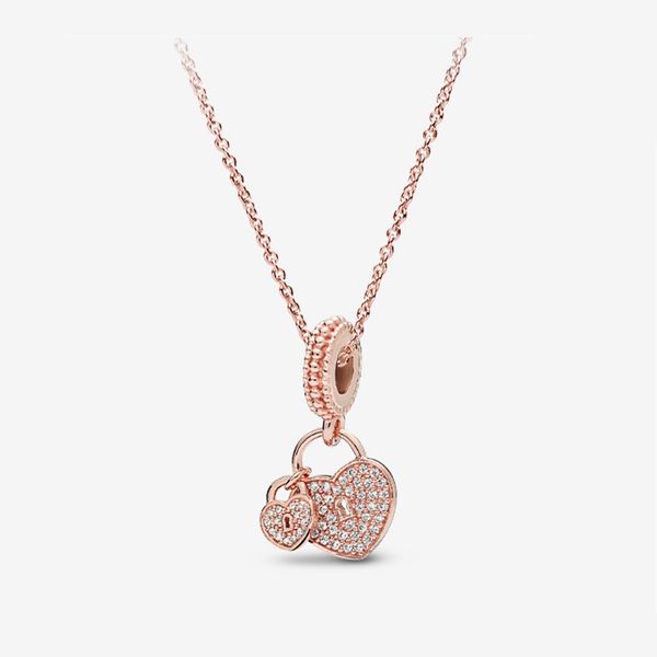 

2021 new 100% 925 sterling silver pink fan collier necklace pave circles heart necklace women pendant necklace jewelry gift