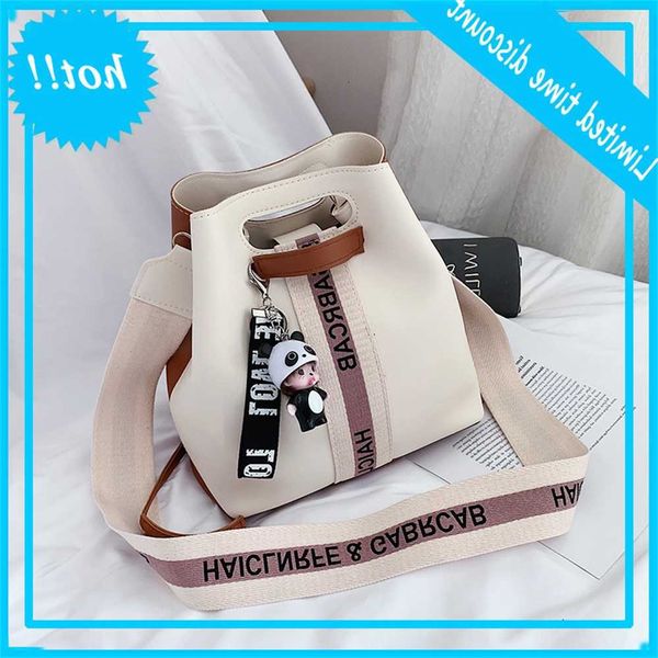 

women's 2019 new popular broadband one shoulder messenger korean versatile large capacity leisure color contrast bucket bag