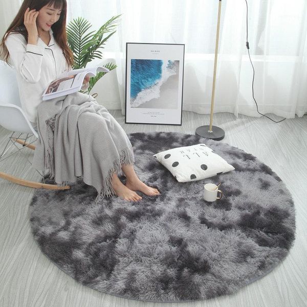

carpets pink shaggy tie-dye round carpet colorful fluffy alfombra circles coffee table blanket bedroom hanging basket yoga rug