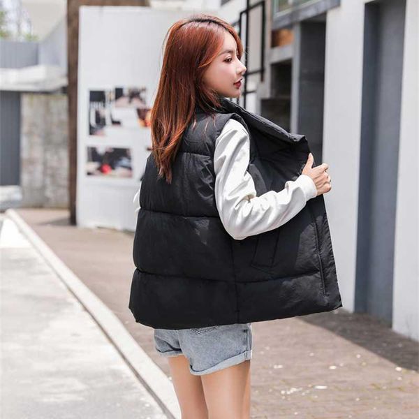 

women sleeveless winter vest warm down cotton padded jacket female veats mandarin collar waistcoat kg-1094, Black;white