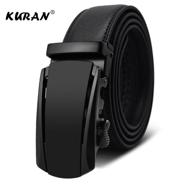 

belts [kuran] brand designer mens luxury real leather for men metal buckle man jeans pants genuine belt male, Black;brown