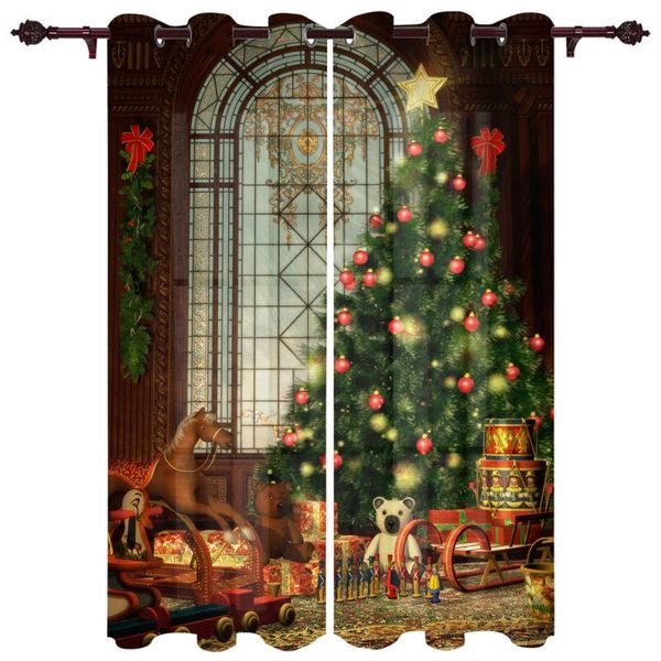 

curtain & drapes christmas bells tree window curtains kitchen bedroom fabric home draperies for living room