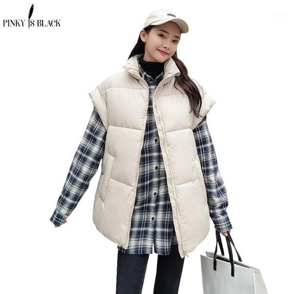 

pinkyisblack 2019 new spring winter vest women short vest female waistcoat sleeveless jacket women stand collar vests plus size1, Black;white