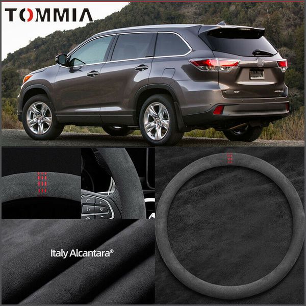 

non-slip black alcantara suede car steering wheel cover for toyota highlander