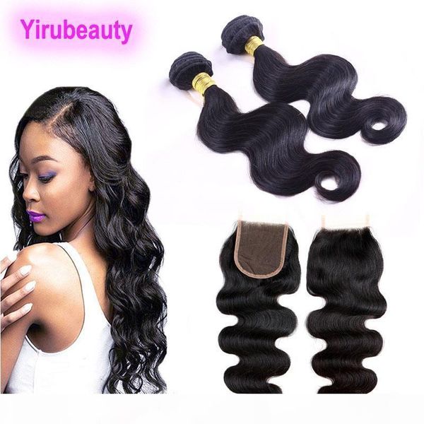 

brazilian virgin hair 2 bundles with baby hair 4x4 lace closure body wave hair extensions wefts with closure, Black;brown