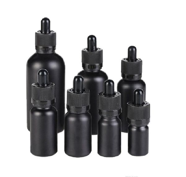 

black frosted glass liquid reagent pipette dropper bottles essential oil perfume bottle smoke oil e liquid bottles 5ml to 100ml