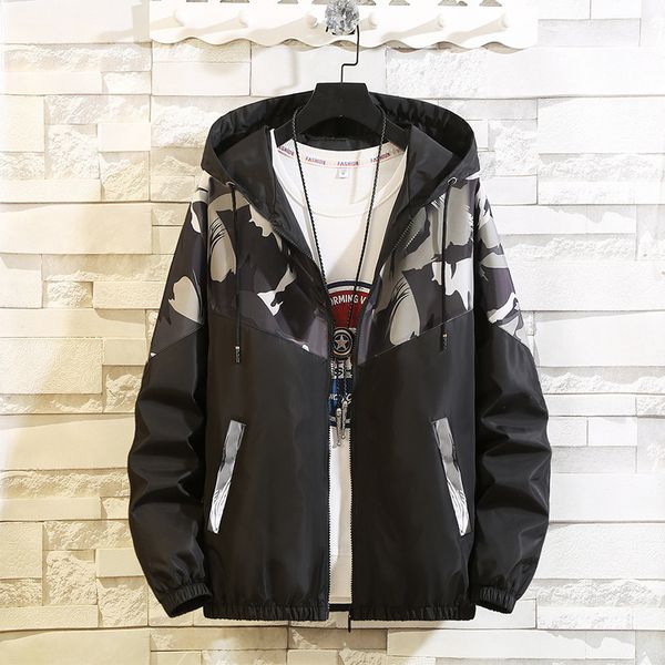 

2021 new men's camouflage printed hoodie shredded casual jackets camo designer jacket block of colors autumn qws0 axqs, Black;brown