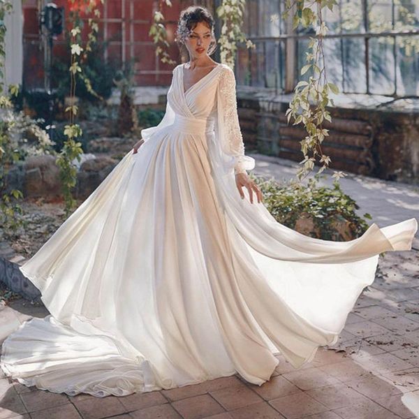 

40# women dresses full sleeve banquet chiffon dress solid v-neck high waist bodycon dress a-line pleated dresses robe, Black;gray