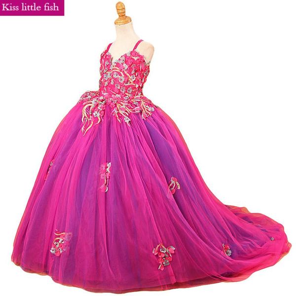 

2020 rose red pageant dresses for girls girls weeding party dress, Red;yellow