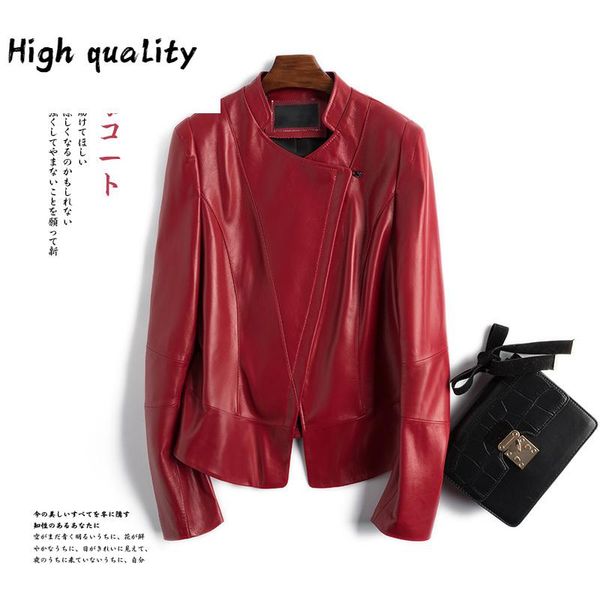 

coats jackets and women clothes real genuine leather jacket sheepskin 2020 motos slim coat female d58229q01 wpy489, Black