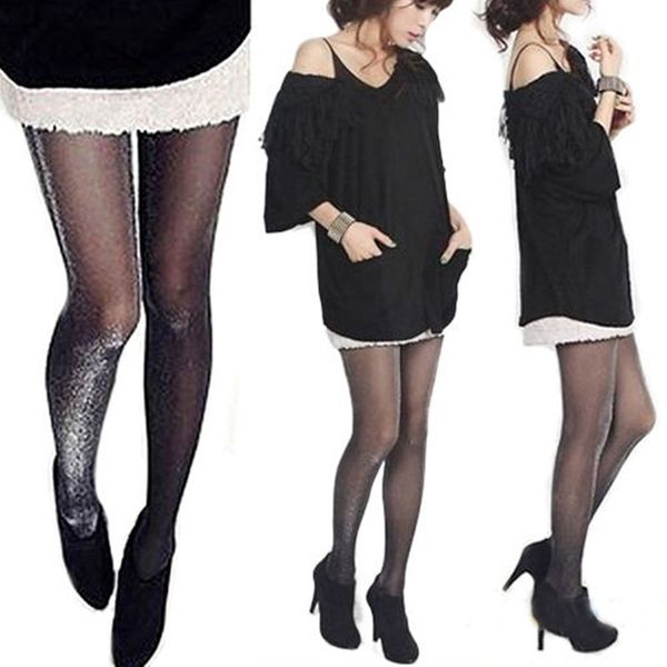 

solid charming long silk stocking women slim fabulous shiny black stockings glitter pantyhose glossy tights club summer new, Black;white