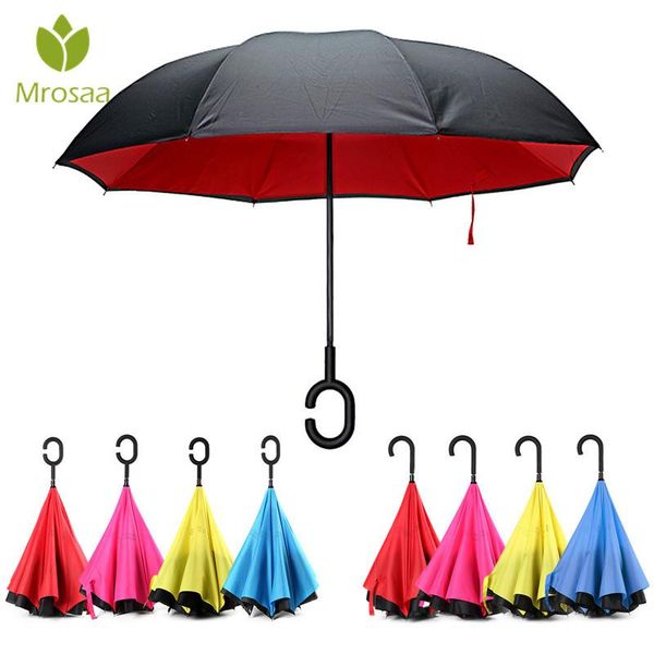 

reverse umbrellas folding double layer inverted c hand holder stand rain windproof rolling over umbrella for women men qylwmc mywjqq