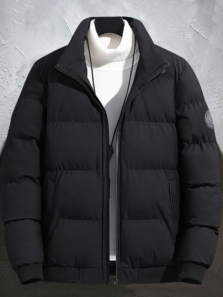 

men pocket stand collar zipper up winter coat v8pi#, Black;brown