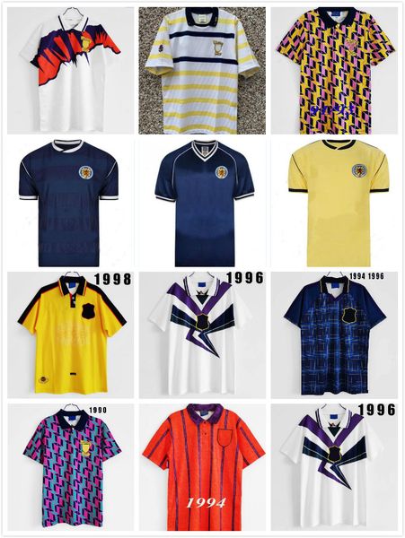 

78 82 1986 1995 scotland retro soccer jersey world cup equipment home blue kits 1996 1998 classic vintage scotland retro football shirt top, Black;yellow