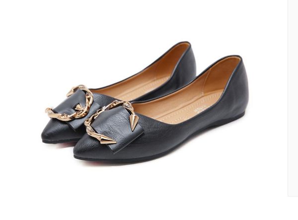 

2021 spring and autumn with new style fashion flat bottom pointed end bowknot women's shoes @aop, Black