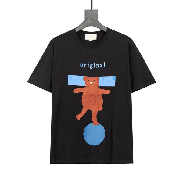 

fashion desinger 21ss new men women t-shirt with bear cat embroidery human and beast style comfort tees all tag labels oversized xs s m, White;black