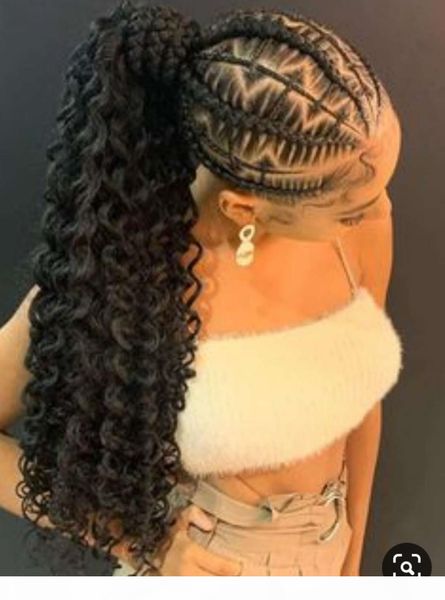 

new braid human ponytail hairstyle italian curly drawstring ponytail human hair extension clip in malaysian bundles hair full thick 140g, Black