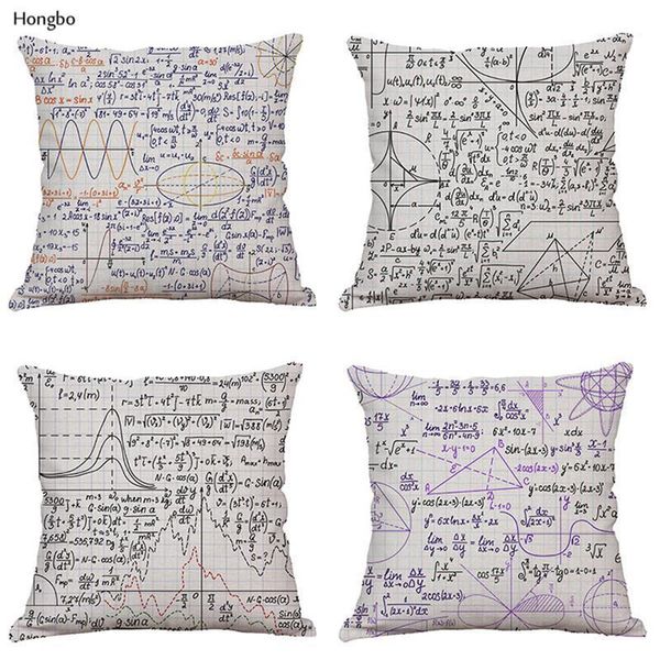 

hongbo advanced mathematics formula pillowcase plane geometric line equation formula doodle car cushion cover cojines almofada1