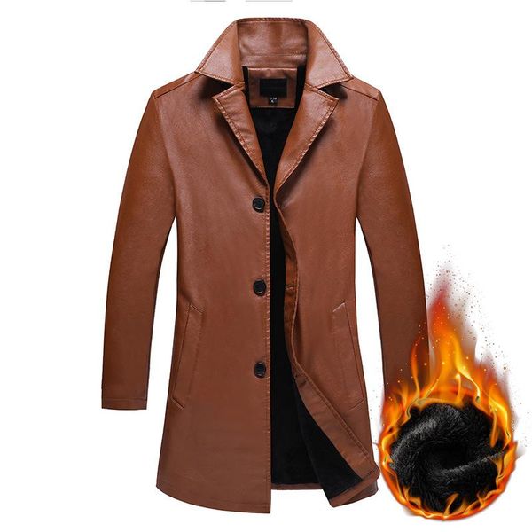 

soild casual slim brand clothing fashion pockets windproof pu leather jacket men winter, Black;brown