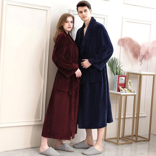 

40-130kg plus size men winter long plaid warm coral fleece bathrobe flannel bath robe kimono robes dressing gown night sleepwear1, Black;brown