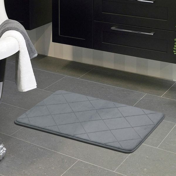 

4 color solid bathroom mats non slip microfiber foam memory bathroom rug diamond checkered mat solid color carpet tapete 42x60cm wmtzwh