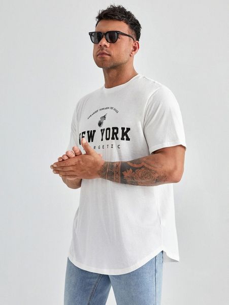 

extended sizes men letter & graphic pattern tee b9ef#, White;black