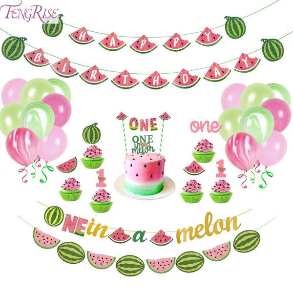 

fengrise summer fruit watermelon theme supplies 1st party decoration kids baby one year birthday decor balloon