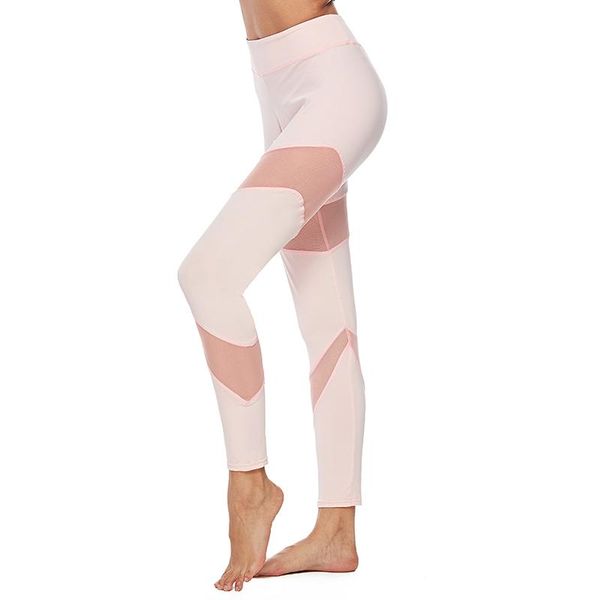 

yoga outfits women fitness fashion mesh patchwork pants sport leggings for sportswear tights woman gym high waist pant, White;red