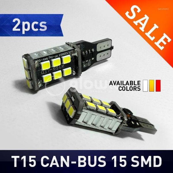 

2pcs new t15 15smd 7.5w w16w led light car led no error back up light rear lamp white car styling glowtec1