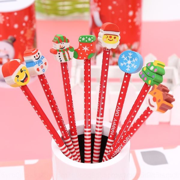 

vnfdf gift pencil santa socks children christmas gift small head rubber claus pencil snowman christmas socks cartoon deer supplies ixvii