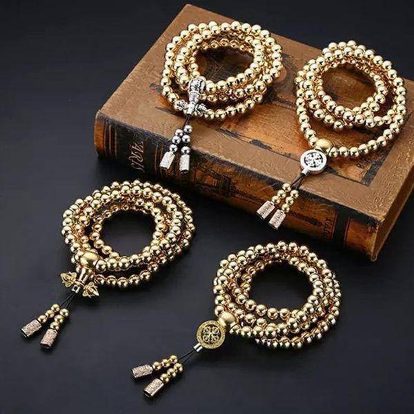 

stainless steel buddha beads necklace titanium steel metal whip bracelet whip, Silver