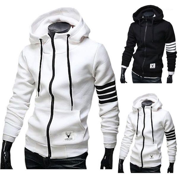 

men's hoodies & sweatshirts wholesale- men sweatshirt casual male hooded jacket long sleeve slim design mens zipper hoodie black /white