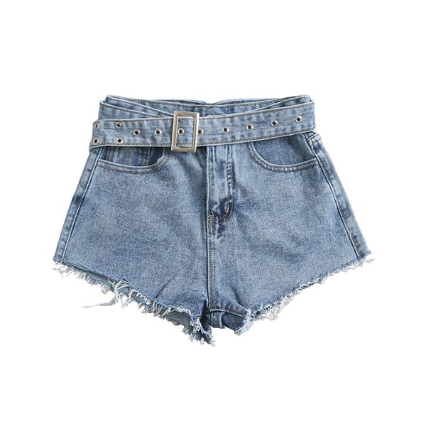 

2021 new summer thin high rise belt type processing of stranded from vintage women's shorts jeans 6ai9, Blue
