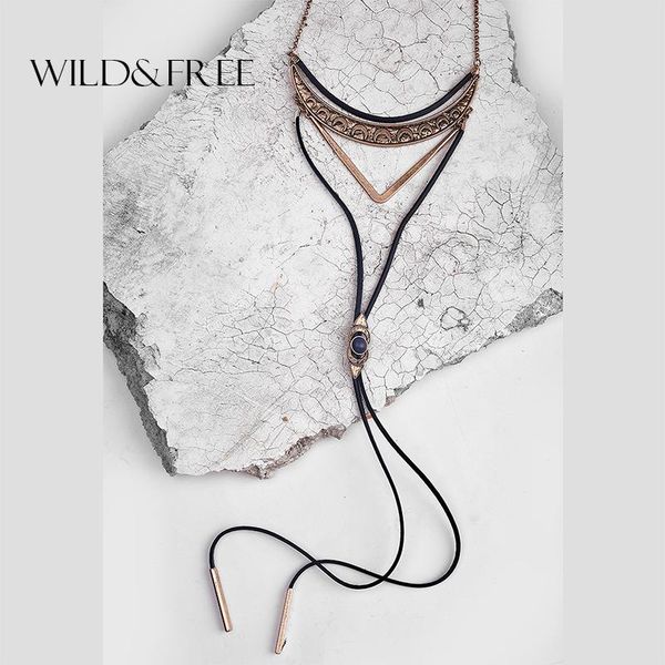 

wild & vintage boho black leather choker necklace antique gold carving moon triangle fashion necklace jewelry, Golden;silver