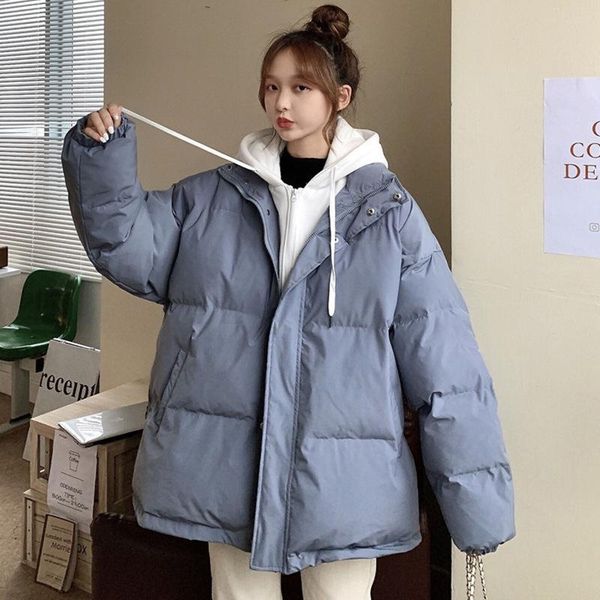 

easing down cotton-padded jacket girl winter 2021 new junior high school students take holiday two cotton coat bread, Black